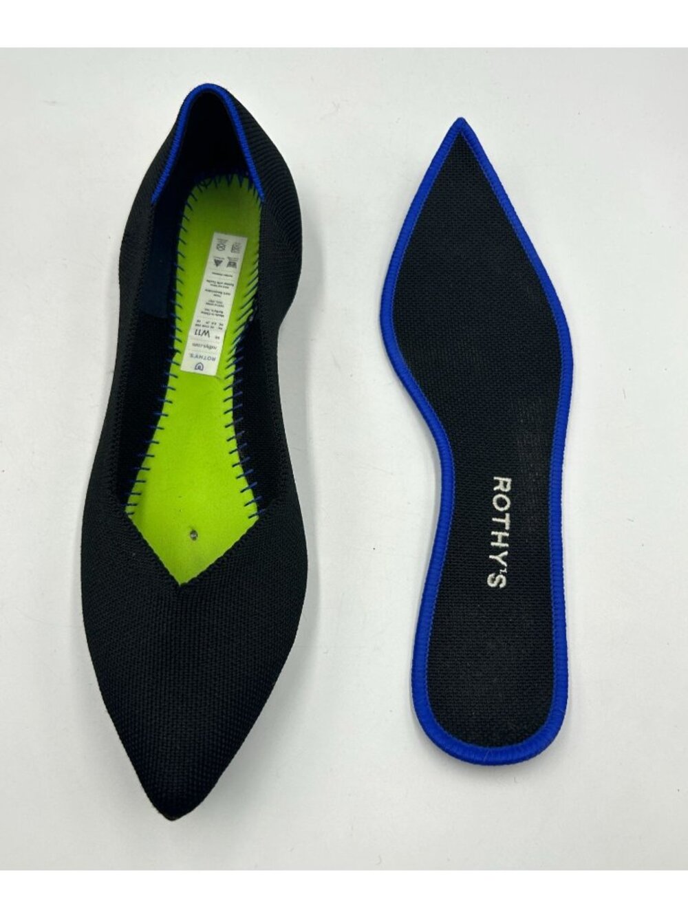 Rothy's Women's Black The Pointed Toe Knit Ballet Flats Size 11 3332 - Picture 6 of 16